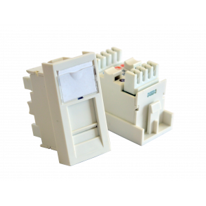 RJ-45 UTP Cat. 5E 22.5x45 mm insert with shutter and label field, white